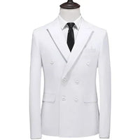 Men's Blue Double Breasted Formal Suit Jacket, Business Office Blazer, Masculino Wedding Party Dress Coat,  Slim Man Tuxedo