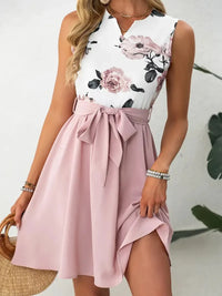 2026 Summer New Style Short-sleeved Round Neck Slim Knee-length Dress European and American Retro Polka Dot Floral Dress