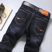 2023 Men NEW Men's Fashion Business Jeans Classic Style Casual Stretch Slim Jean Pants Male Brand Denim Trousers Black Blue Mens