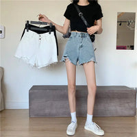 Denim Shorts Women's New 2026 Summer Thin High-waisted A-shaped Wide-leg Pants Slim Shorts