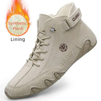 CLOHOO Men's Casual Ankle Boots Lace Up Walking Lightweight Comfortable Sneakers Motorcycle Outdoor Winter Warm Fashion Shoes