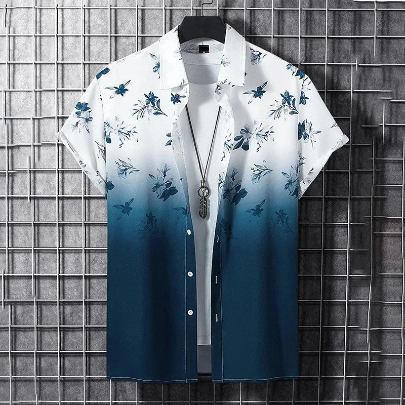 Summer 3d graffiti print shirt Casual fashion business men Hawaiian shirt Women Holiday button shirt ropa de hombre