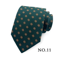 Fashion 8CM Mens Necktie Polka Dot Stripes Paisley Ties For Man Jacquard Woven Ascot Green Color Business Party Accessories