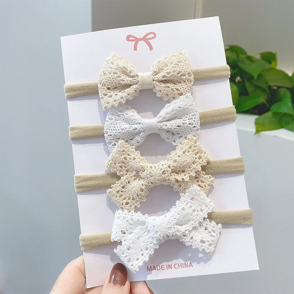 4Pcs/Set Flower Bows Headband Baby Hairband for Girl Children Elastic Hair Bands Soft Toddler Newborn Cute Hair Accessories Gift