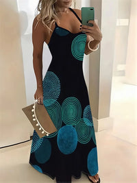 Women's New Fashion Summer Sleeveless Dress Casual Long Retro Strap Dress Street 3D Texture Print Comfortable Breathable Dress