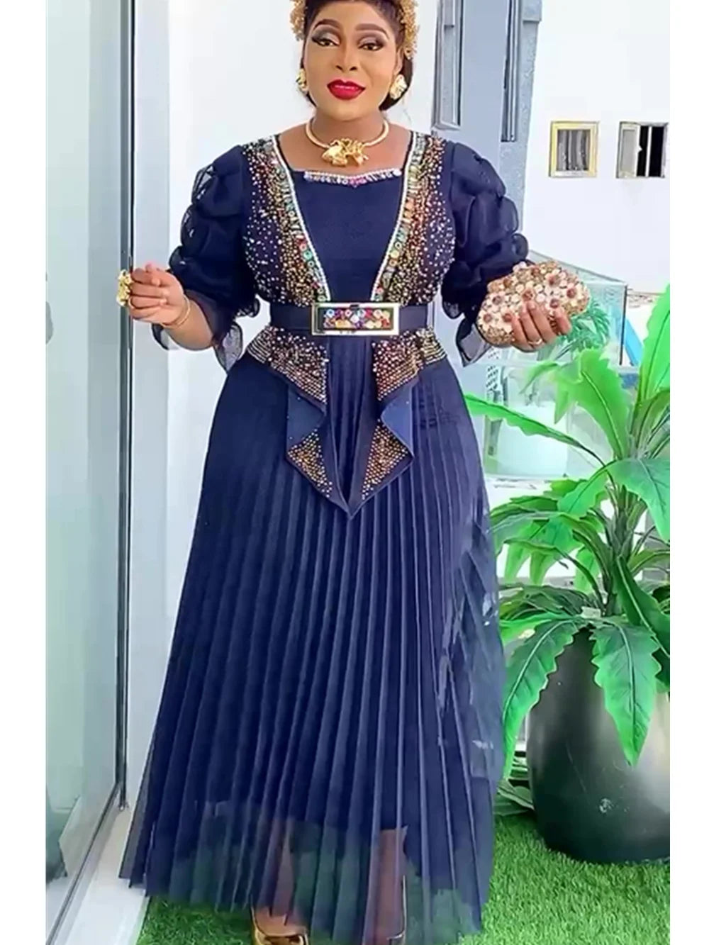 Plus Size African Party Dresses for Women 2025 New Fashion Dashiki Ankara Wedding Evening Gown Elegant Turkey Muslim Maxi Dress