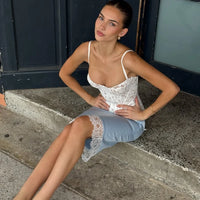 Tornova Sexy Slim Lace Corset Vest Women's 2026 New Slim Sleeveless Tanks Fishbone Waist Lace Up Summer Sexy Sleeveless Camis
