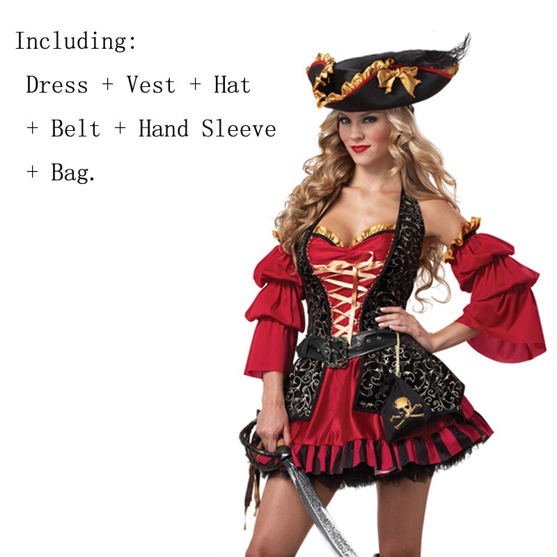 2023 Carnival Halloween Caribbean Pirates Costume Captain Huntress Clubwear Play Suit Cosplay Fancy Party Dress 20