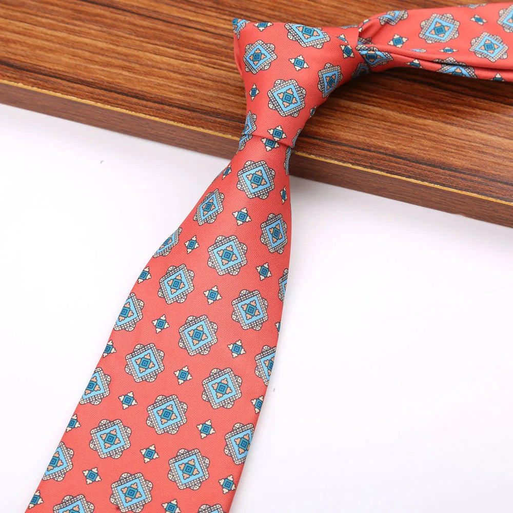 New 8CM Printing Ties For Men Necktie Paisley Floral Designer Scarf Tie For Groom Business Wedding Party
