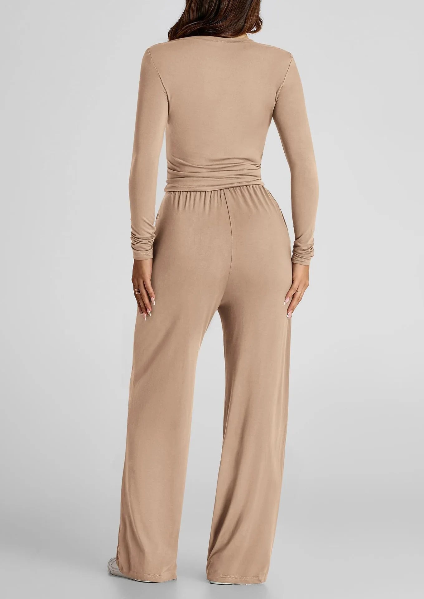 2025 autumn/winter asymmetrical design casual suit women's long sleeved wide leg pants multi occasion sportswear