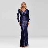 2023 Sexy New Women Elegant V-neck Mermaid Evening Dress Floor Length Formal Prom Party Gown