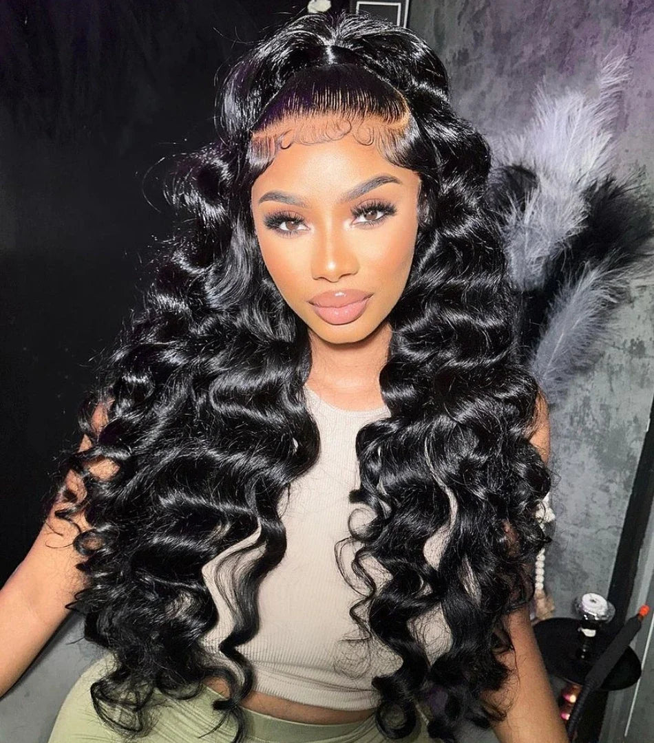 HD 13x6 Loose Nature Wave Lace Front Human Hair Wigs 250% Transparent 30 40 Inch 13x4 360 Full Deep Water Wave Lace Frontal Wig
