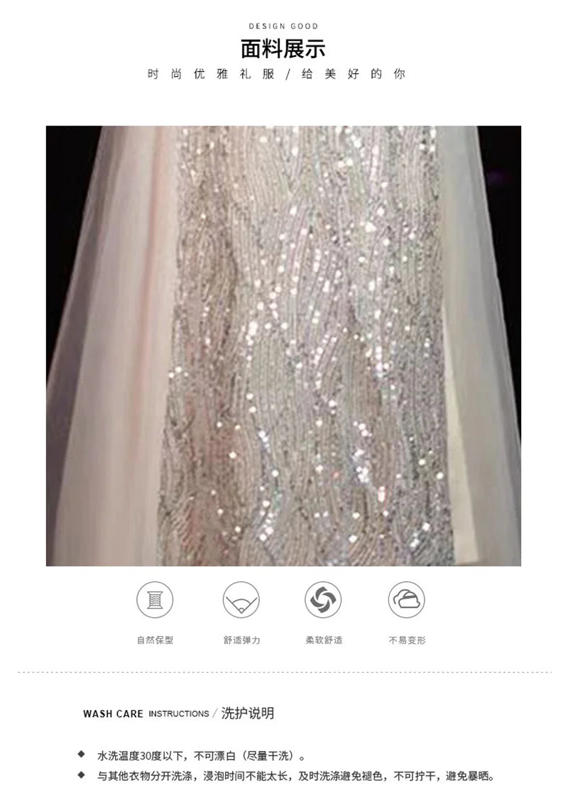 Evening Gown High-end Banquet Niche Light Luxury Host Steel Companion Conductor Choir Performance Costume Women's Long Dress WLF