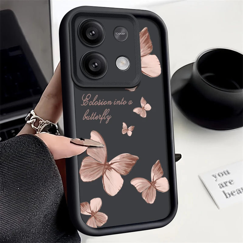 Shockproof Golden Butterfly Case For Xiaomi Redmi Note 13 12 Pro 5G 11 10 14 4G Poco F6 X6 X5 Pro 11T 13T 14T Pro Funda Luxury