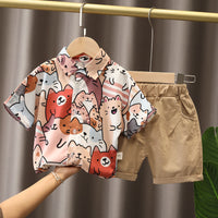 Summer Baby Boy Clothing Sets Fashion Bear Embroidery Short Sleeve T-shirt+Shorts Children 2Pcs Suit 1-5Y Girl Kids Sports Set