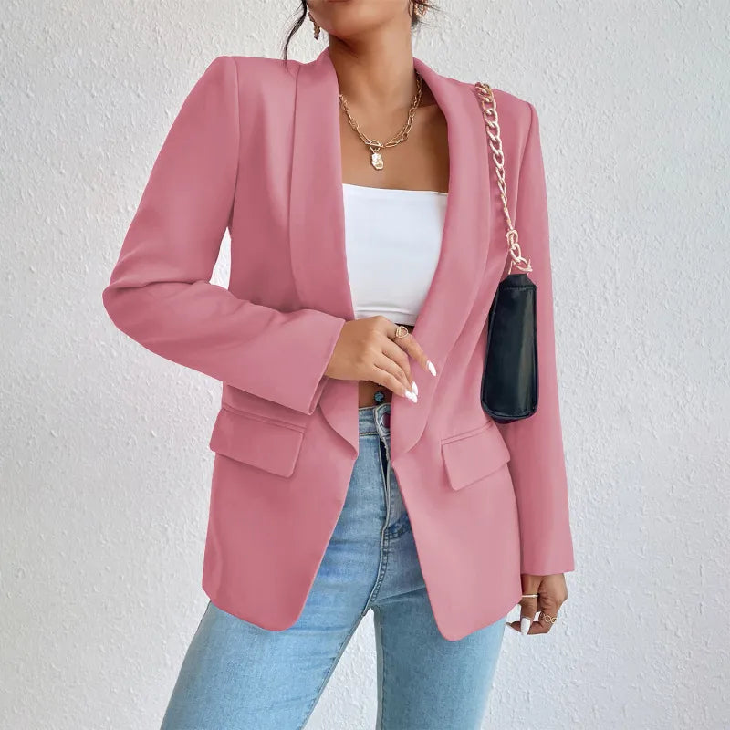 Fashion Spring Traf Women's Jacket 25 34 Solid Polyester Cotton Non Strech Long Sleeve Office Lady Blazers New In Outerwears