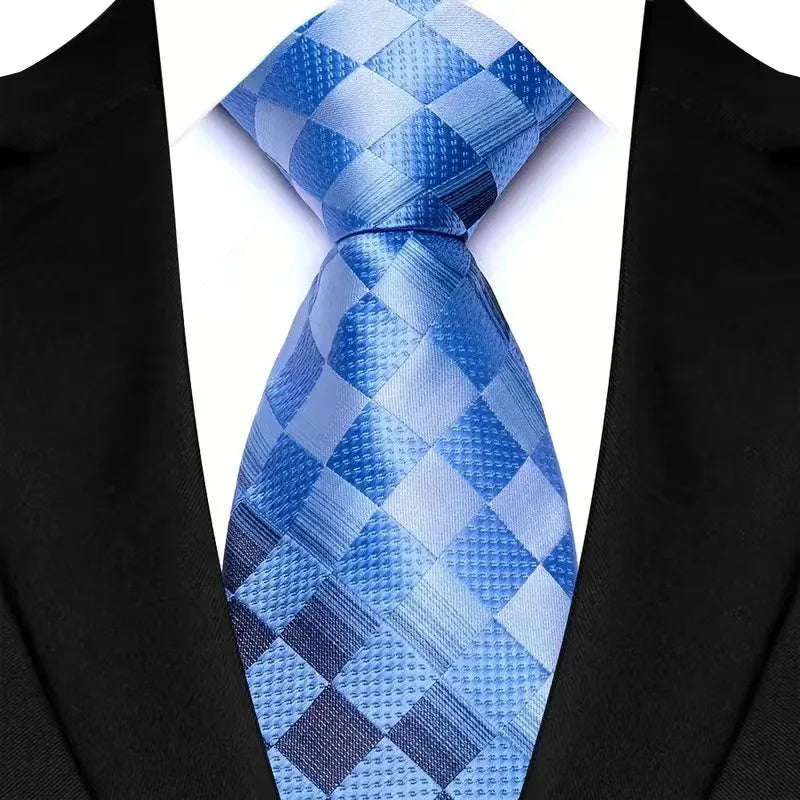 Luxury 8CM Mens Ties Plaid Checks Stripes Classic Business Necktie Jacquard Woven Neck ties For Men Groom Wedding Party Neckwear