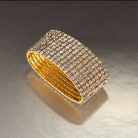 TREAZY 1-10 Rows Rhinestones Bridal Wedding Bangles Gold/Silver Color Crystal Stretch Bracelet Women Wristband Elastic Jewelry