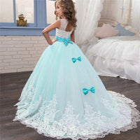 Girls Christmas Dress Formal Sleeveless Girls Party Dresses Back Hallow Out Kids Ball Gown Flower Bowknot Girl Princess Dress