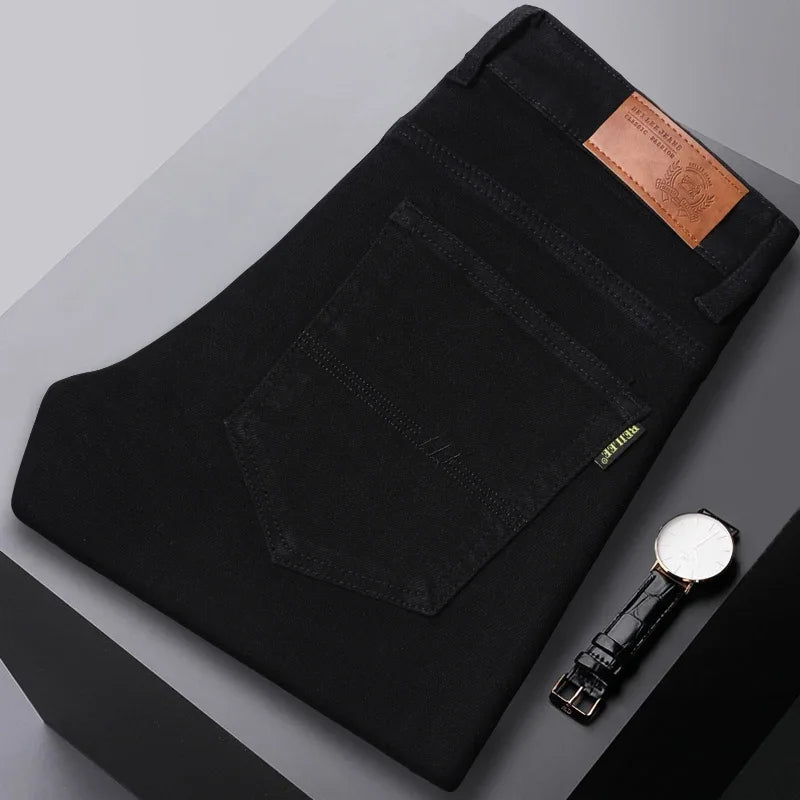 New High Quality Men's Trend Yellow Red White Jeans 2024 Spring Autumn Male High Waist Casual Pants Classic Brand Denim Trousers