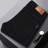 New High Quality Men's Trend Yellow Red White Jeans 2024 Spring Autumn Male High Waist Casual Pants Classic Brand Denim Trousers