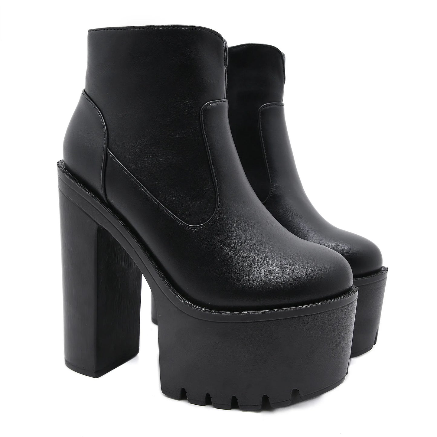 Sexy Black Bootes Round Toe Ankle Boots for Women High Quality Fashion Sale Winter New Woman Nightclub women's thick short boots
