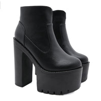 Sexy Black Bootes Round Toe Ankle Boots for Women High Quality Fashion Sale Winter New Woman Nightclub women's thick short boots