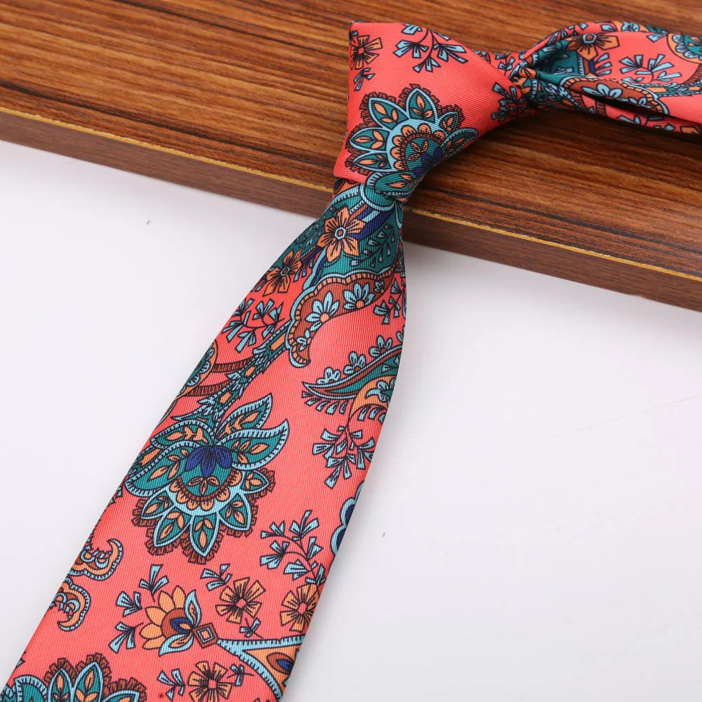 New 8CM Printing Ties For Men Necktie Paisley Floral Designer Scarf Tie For Groom Business Wedding Party