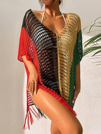 Sexy Bikini Cover Ups for Women 2022 Crochet Beach Dresses and Tunics Rainbow Patchwork