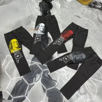 Black Straight Jeans Men Women American Street Trendy Brand Letter Print Jeans Ins Net Red Design Fashion Denim Wide Leg Jeans