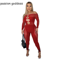 New 2022 Summer Slash Neck Off The Shoulder Hollow Out Skinny Jumpsuits Women Leopard Mesh Pearl Button Sexy Party Club Jumpsuit