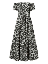 Long Dress Women Summer Sexy Party Leopard Print Maxi Sundress 2023 Celmia High Waist Robe Elegant Off Shoulder Ruffles Vestidos