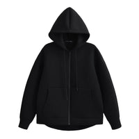 Autumn Women Gray Jacket With Hood Long Sleeve Big Pocket Zipper Jacket Coat Woman Loose Casual Outerwear Coat Tops