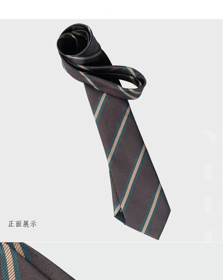 Men's Fashion Silk Tie 8cm Striped Novelty Necktie Blue Green Orange Color Ties For Men Floral Party Ties Wedding Business Gift