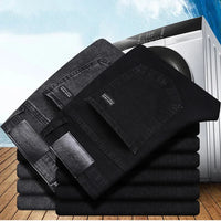 Men Casual Stretch Jeans Male 2025 New Fashion Classic Business Straight Leg Smoke Gray Work Denim Trousers Brand Clothing