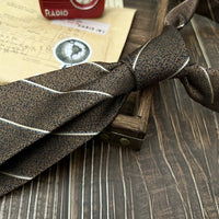 New Trendy Navy Brown Neckties For Men 7cm Formal Business Silk Neck Tie Shirt Suit Cravat Tuxedo Wedding Party Daily Wear Gifts