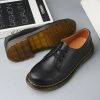 Leather  Boots ex Low Top 3 Hole Briti Sle round Toe Versatile Couple oes Casual Wear for Men And Women