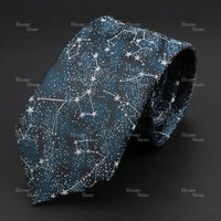 Novelty Men's Tie Floral Rose Constellation Designed Wave Lines Pattern Red Blue Green Neckties Fit Party Dinner Wedding Cravat