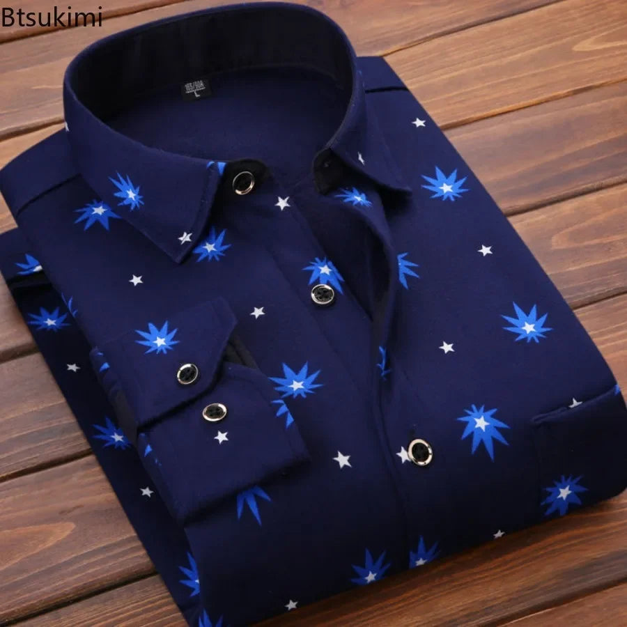 2025Men's Casual Warm Shirts Autumn Winter Long Sleeve Plaid Shirt Thick Warm Tops Men High Quality Soft Large Size Shirt Camisa