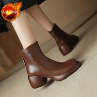 Booties Round Toe Women's Ankle Boots Fashion 2024 Very High Heels Heeled Female Short Shoes Chic and Elegant Boot Footwear Pu