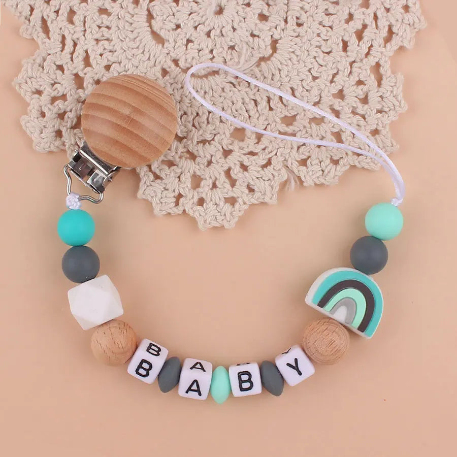 Rainbow Beech Clip Pacifier Chain Baby Silicone Pacifier Chain Baby Teether Pacifier Anti Drop Chain Baby Product
