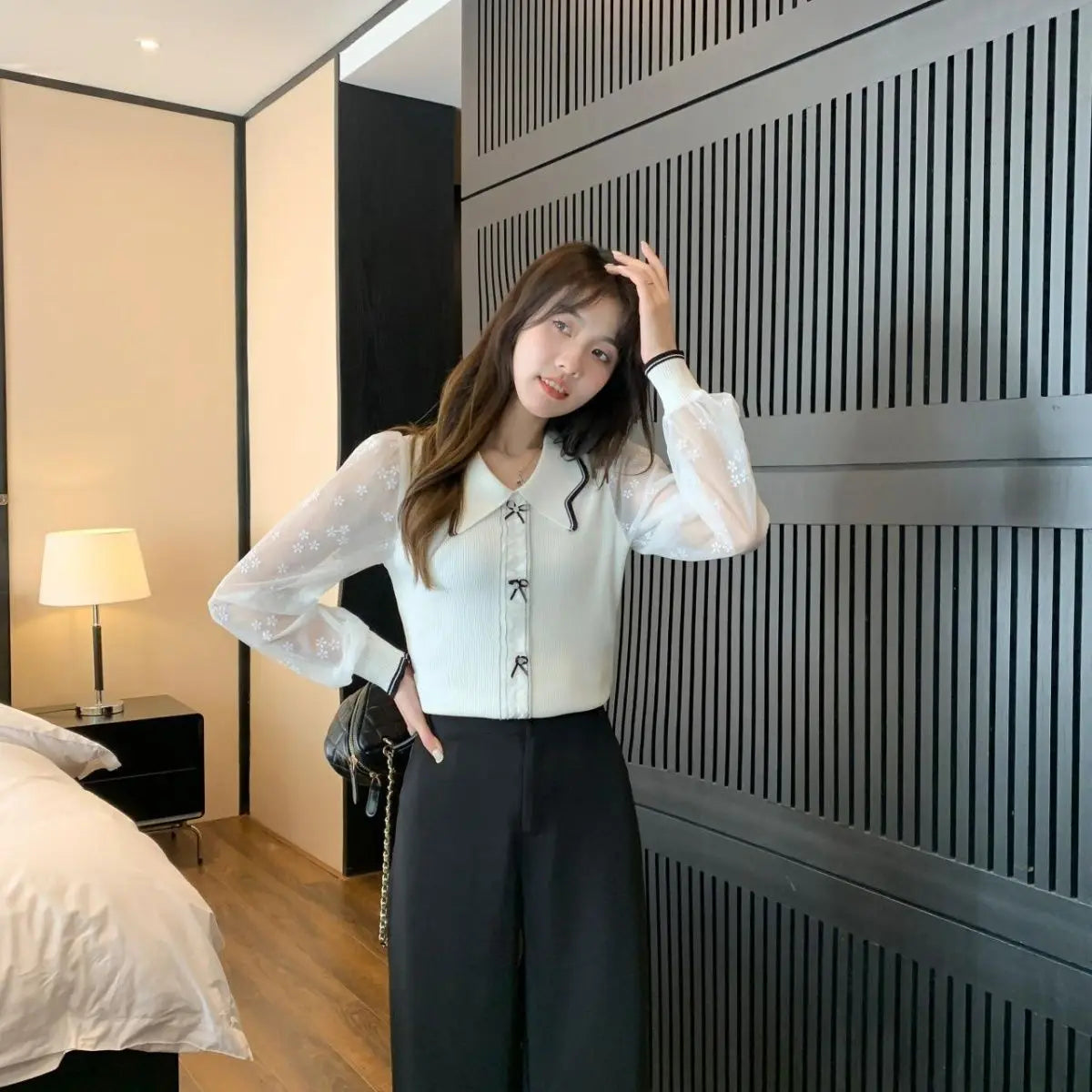 Spring Women's 2025 New Chiffon Splicing Fashionable and Beautiful Small Shirt, Early Spring French Sweet and Elegant Chic Top