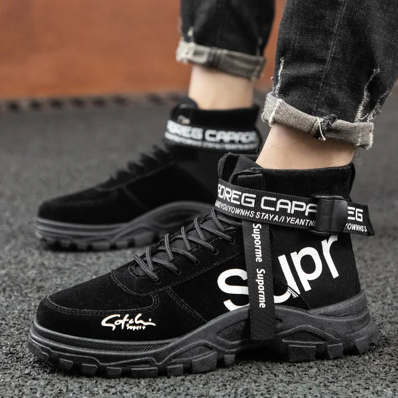 High Top Outdoor Boots Spring and Autumn New Cloth Ventilated Men's Work Shoes Korean Fashion Men's Shoes Fashion Short Boots