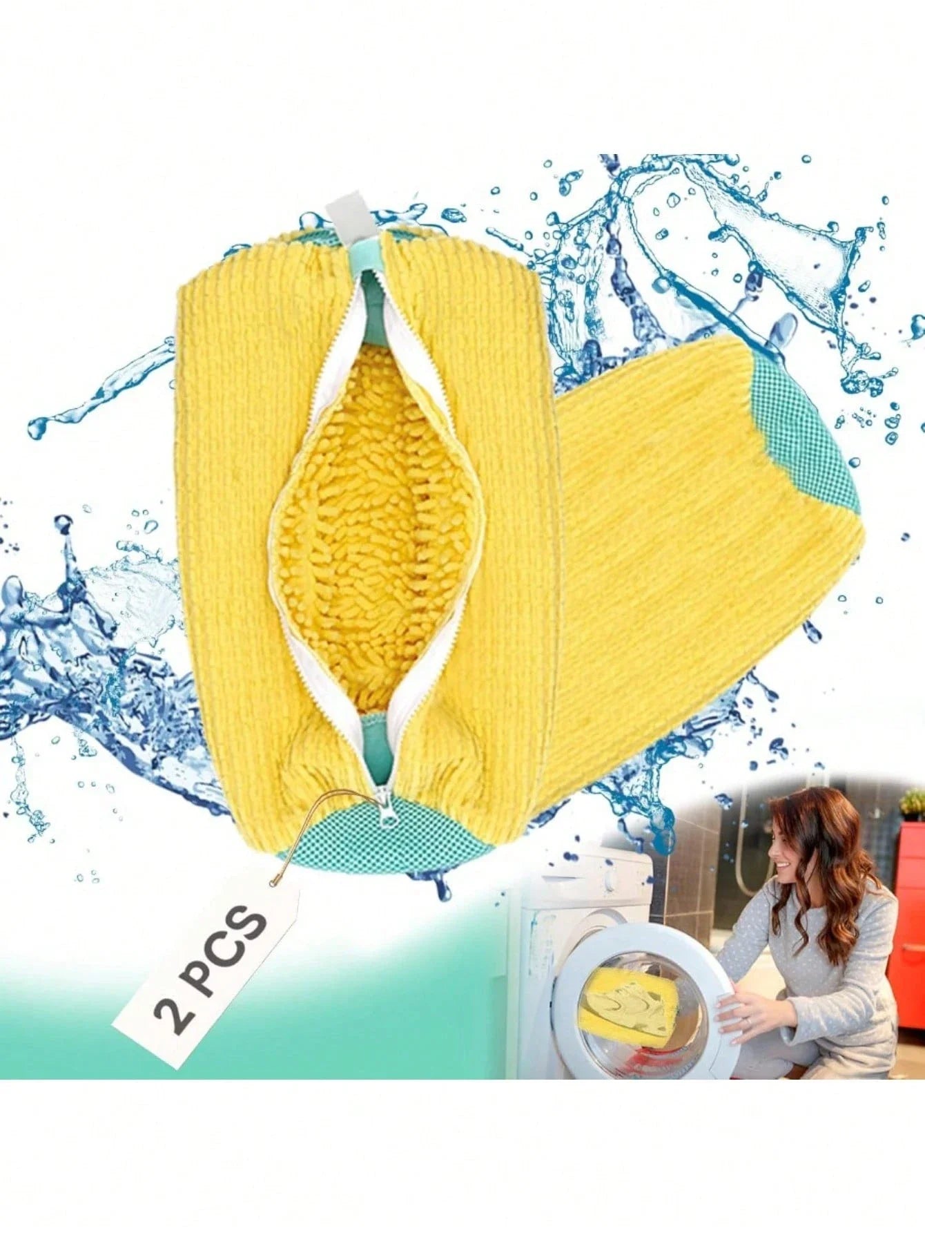 Machine Washable Shoe Washing & Drying Bag with Soft Fiber - Durable Polyester Laundry Protector for Shoes Adjustable Strap