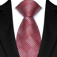 New Design Plaid & Checks 8cm Tie Red Blue Jacqurd Weave Neckties For Men Business Wedding Cravat Accessories Neck Ties Gifts