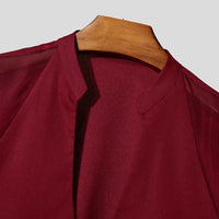 INCERUN Men Shirt Mesh Patchwork V Neck Long Sleeve Transparent Sexy Casual Male Shirts Streetwear Fashion Party Camisas 2025