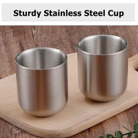 Set of 2 Mugs 9oz Stainless Steel Insulated Metal Cups Double Wall Tumbler Water Cup 280ml for Home Restaurant Camping Drinkware