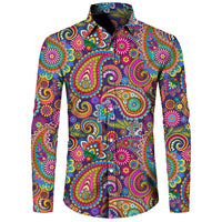 Men's Long Sleeved Button Up Shirt Autumn Comfortable Lapel Shirt Retro Ethnic Style Mens Long Sleeved Trend Street Men Clothing