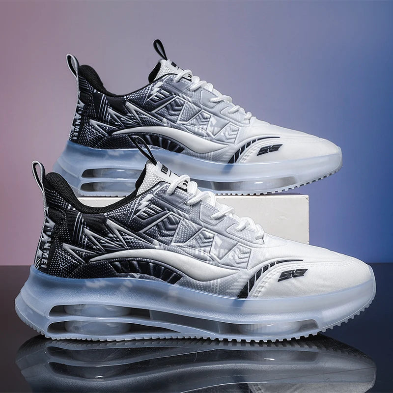 Men's Large Size Casual and Comfortable Running Sneakers, Durable Lace-Up Design, Suitable for Outdoor Sports and Daily Wear, Breathable Upper Air Cushion Soles Suitable for All Seasons