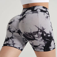 New Tie Dye Yoga Shorts Women's Sports Outdoor Running Yoga Fitness Pants Comfortable High Waist Elastic Tight Yoga Pants